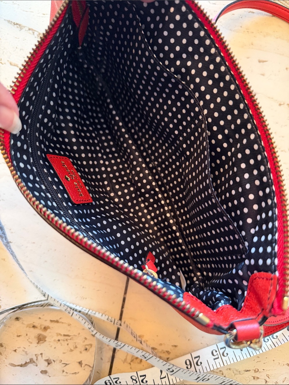 kate spade Red Bow-Accent Adjustable Pebbled Leather Crossbody Bag - Picture 7 of 13